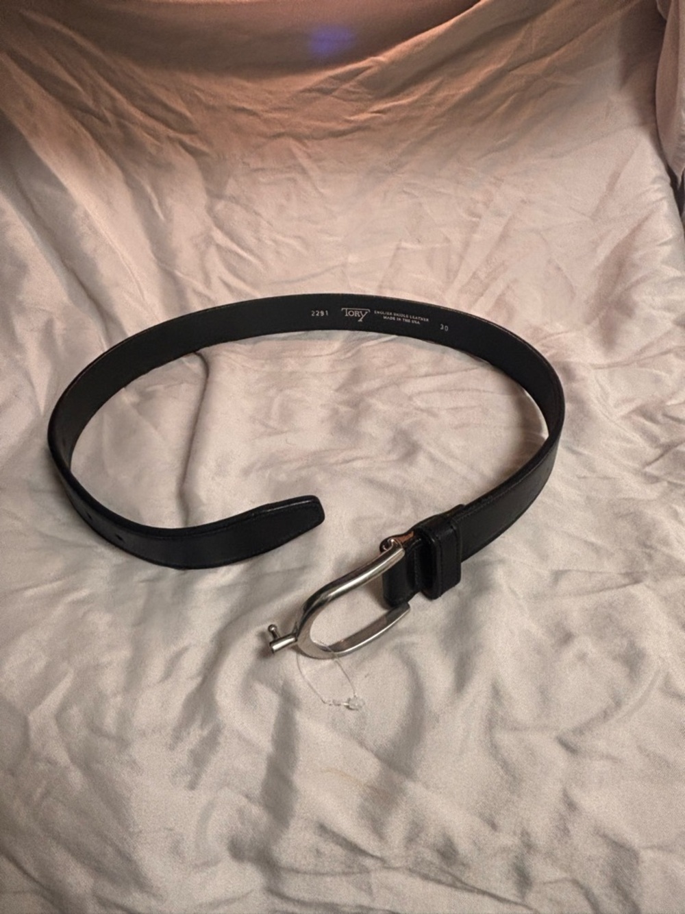 Tory Black Leather Belt with Silver-Tone Spur Buckle size 30 NWOT - Picture 3 of 9